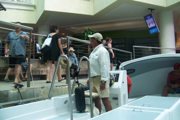 Why walk to your hotel when you can drive your boat into it!