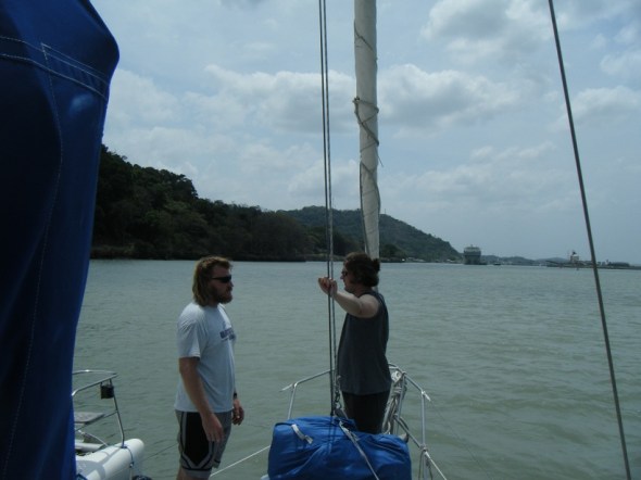 Jacques and Adam talking about something important as we motored through the lake !
