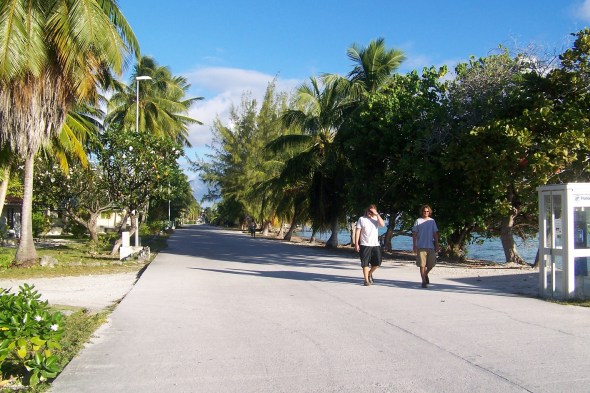 Walking down the main road in town