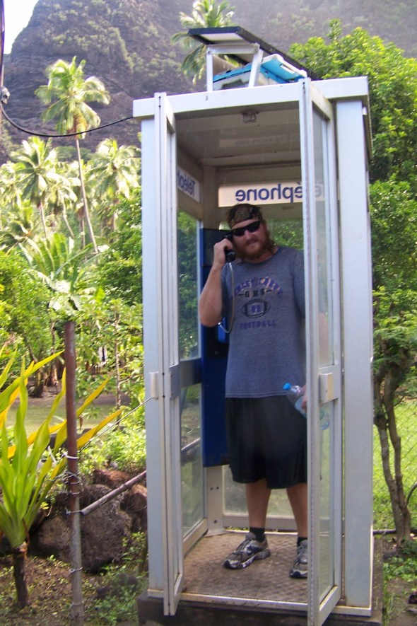 Making a phone call from the jungle! This may take a few minutes to connect.