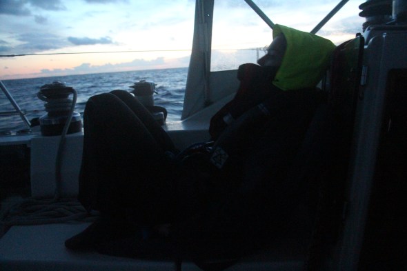 After three days of sailing due south it got very cold and the crew got worn out pounding through the swells, but we average 7 knots.