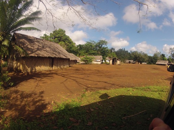 Arriving at the local village.