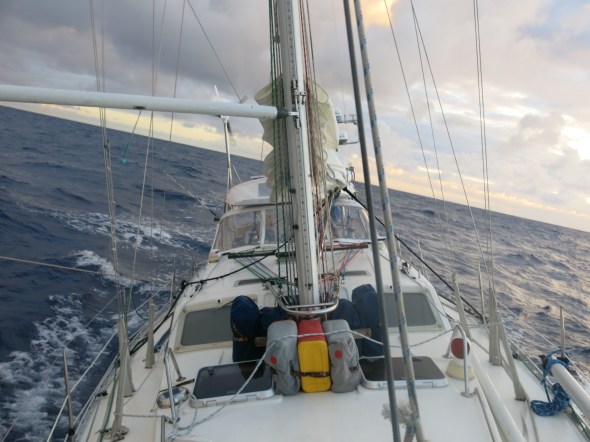 Still a bit rolly as we round the bottom of Reunion Island.