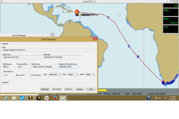 The Sailing Route for the next 50 days 
